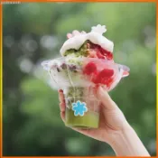 【YO】烘焙包裝/冰淇淋碗/網紅刨冰碗 冰沙綿綿冰碗 一次性 花形 手持 冰託手捧冰杯 450毫升加厚