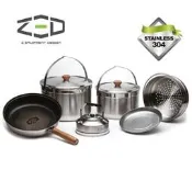 〈〈Baile camping〉〉ZED 戶外不鏽鋼鍋具組II L ZBACK0304 /  (304不銹鋼、三層式鍋面