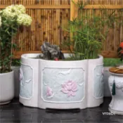 匠心坊 中式 庭院 造景 布置 荷花缸 古法 魚缸 花園 睡蓮池 戶外 大水缸 擺件