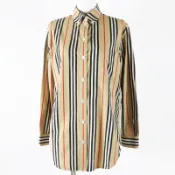 【DOKODEMO】成色極佳：BURBERRY 8011359 棉質條紋長袖襯衫，米色，36碼，正品，女款