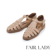 FAIR LADY 小時光 編織方頭漁夫真皮平底鞋 可可棕 (522486)