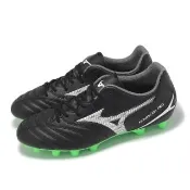 【MIZUNO 美津濃】足球鞋 Monarcida Neo III Select 寬楦 男鞋 黑 綠 皮革 塑膠釘鞋 美津濃(P1GA2525-02)