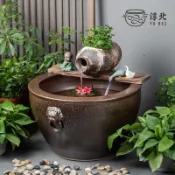 🎊新款下殺🎊陶瓷大缸 古法養魚缸 客廳陽台落地金魚缸 陶罐 循環流水造景老式水缸