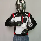 寓偉 ☁新款四季通用摩托車騎行服男機賽車夾克騎士防水防摔衣雅馬哈白色