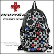 AMINAH~【BODYSAC B604】機能性 街頭潮流 黑色印花後背包