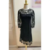 Fidressy✨【現貨】蕾絲洋裝 婚禮洋裝 禮服 宴會禮服 小洋裝 黑色洋裝 小禮服 洋裝 喜酒洋裝 長袖洋裝 春酒