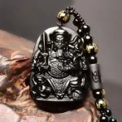 現貨 實拍 速發天然黑曜石道家玄武真武大帝佑聖真君吊墜 玄天上帝項鍊男女飾品