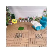 (店+)陽台拼接地板 戶外防水防曬塑木地板 DIY免施工卡扣式地板 花園露台庭院防潮防腐地墊