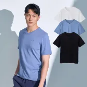 【ERSS】  男裝 V領上衣 男生t恤 涼感衣 涼感 運動 藍色 寶寶藍 【速跑輕盈【K70409】