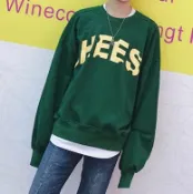 FINDSENSE服飾 FINDSENSE Z1 韓國 時尚 潮 男 綠色 黃色字母 撞色 落肩 寬鬆衛衣 外套