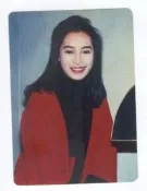 (嫻128)   黎美嫻  3*5 沖洗照片一張，早期圓角相片，保存還不錯!