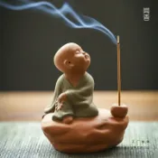 全球選品1館 生活百貨 禪意紫砂可養茶寵小和尚茶室裝飾擺件茶桌小沙彌香道香薰香爐擺設