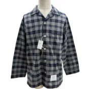 【DOKODEMO】全新未使用商品 □ THOM BROWNE ブラウン MWL323A-F0003-035 格紋長袖睡衣襯衫 海軍藍/灰色 0碼 義大利製造 正品男士