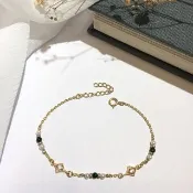 14K包金 天然綠砂石四芒星珍珠手鏈 手鍊 手環 14KGF