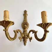 法國 20 世紀 60 年代復古鍍金青銅燭台設計壁燈