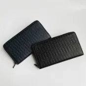 美國百分百【全新真品】Armani Exchange 皮夾 長夾 AX 滿版logo 皮革 手拿包 深藍 黑色 BQ25