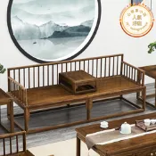 新中式實木羅漢床 榆木簡約床榻 禪意客廳茶樓會所沙發