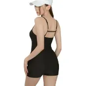 【SeasonsBikini】黑色四角美背連身泳衣-360(泳衣泳裝女泳裝連身泳衣美背可調節泳衣)