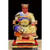 【皇龍佛具】8吋8樟木彩繪手工雕刻廣澤尊王 活眼 聖王公 翹腳王爺 郭聖王