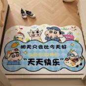卡通地墊  毛絨地墊 蠟筆小新水晶絨入戶地墊耐磨可裁剪玄關進門地毯玄關門口換鞋地墊 浴室吸水地墊 可愛地墊
