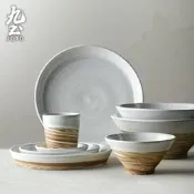 【小新茶具】九土復古杯子手工餐具西餐陶瓷湯面碗中式家用碗盤碟餐具瓷器套裝