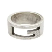 【DOKODEMO】Gucci 鏤空 G 字 925 純銀戒指，11 號，貨號 1641 [二手] GUCCI
