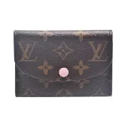 【Louis Vuitton 路易威登】M62361 經典ROSALIE Monogram花紋信封式零錢包(粉釦-芭蕾粉色)