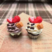 草莓紙杯蛋糕 淘媽家 食物模型 人工 樹脂 定制 食玩