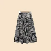 Back to Green-復古拼接長裙 黑白色 變形蟲 fs-04 vintage skirt