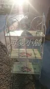 台中☆可愛小舖傢俱家飾☆英美南法古典歐式鄉村風白色花卉蝴蝶仿舊鍛鐵藝雕花大三層收納架書櫃展示架陳列架杯架　網拍促銷價