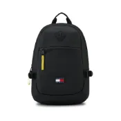 (店+)【TOMMY HILFIGER】AM0AM14217 通勤旅行旗標大容量背包 人造革 雙肩包 男款 黑色