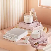 智能數顯按鈕恆溫杯墊 萌寵加熱杯墊 四檔調溫保溫杯墊 靜音無聲 辦公保溫保暖杯墊  禮物