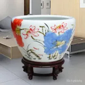 陶瓷水缸 大號睡碗蓮荷花盆 陽臺庭院養金魚烏龜缸