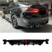 TOYOTA  18-23年 8代 8.5代Camry 後擾流改裝 後包圍 後下巴 帶燈後唇 卡夢 亮黑 原車開模