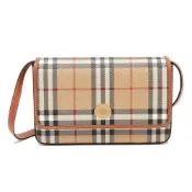BURBERRY 巴寶莉 Hampshire經典格紋斜背包(石楠木棕色)
