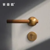 　　良品優選、新中式胡桃實木分體鎖室內臥室門鎖靜音木紋木門鎖房間門鎖磁吸鎖