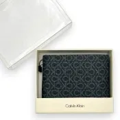 【CALVIN KLEIN】專櫃禮盒 CK 男生 短夾 滿版字母LOGO 零錢袋 皮夾(4D1250G)