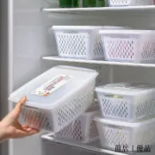 「🌟搶購價」日式冰箱收納瀝水保鮮盒水果蔬菜帶蓋廚房籃子密封水果盒冷凍盒