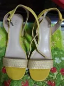 二手 真皮 ALDO 黃色 粗跟鞋 涼鞋 36號