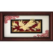 開運陶源《雅鑑鑫品》金箔畫 純金 新禪風系列【大展鴻圖 老鷹】...69x39cm