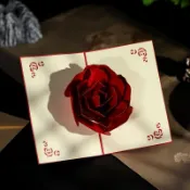 3D立體賀卡 生日禮物 情人節3d立體賀卡玫瑰花可摺疊日結婚手工手寫祝福成品卡片高檔