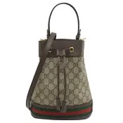 【GUCCI 古馳】Ophidia GG 經典雙G緹花手提肩斜水桶包兩用包(駝/棕)