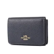 COACH 櫻桃荔枝紋可拆式三折短夾/零錢包-單寧藍 【美國正品現貨】