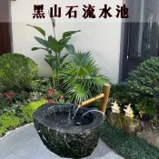 【廠家直銷--聊聊客服】 黑山石水缽竹子流水造景驚鹿竹子戲水瀑布自循環湧泉擺飾庭院