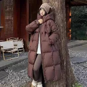 【韓國KW】韓國空運頂極輕盈升溫羽絨中長版外套(保暖/升溫/羽絨棉/連帽/中長版)(下單後約14個工作日出貨)