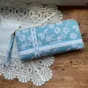 Pinkoi 代購 - L 型拉鍊長夾使用 acufactum 刺繡緞帶 (翡翠綠系)