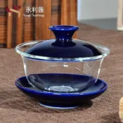 ✨免運可開發票#永利匯耐熱加厚玻璃蓋碗陶瓷手繪三才茶碗泡茶杯小號功夫茶具單個