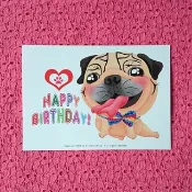 Happy Birthday 生日快樂 巴哥明信片-07