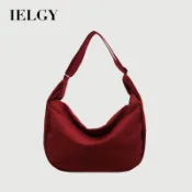 IELGY 大容量通勤小眾設計休閒簡約百搭質感帆布單肩斜挎餃子包