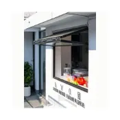 (店+)[可訂製折疊窗]可上門安裝 網紅奶茶店咖啡店麵鋁閤金現代簡約上下折疊玻璃窗戶上翻隨意停提陞窗定製 餐廳窗戶 飲品店窗戶
